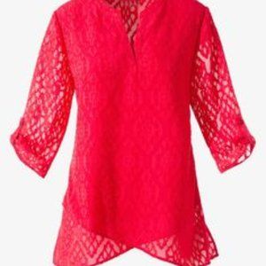 Semi-sheer top layer 3/4-sleeve top
